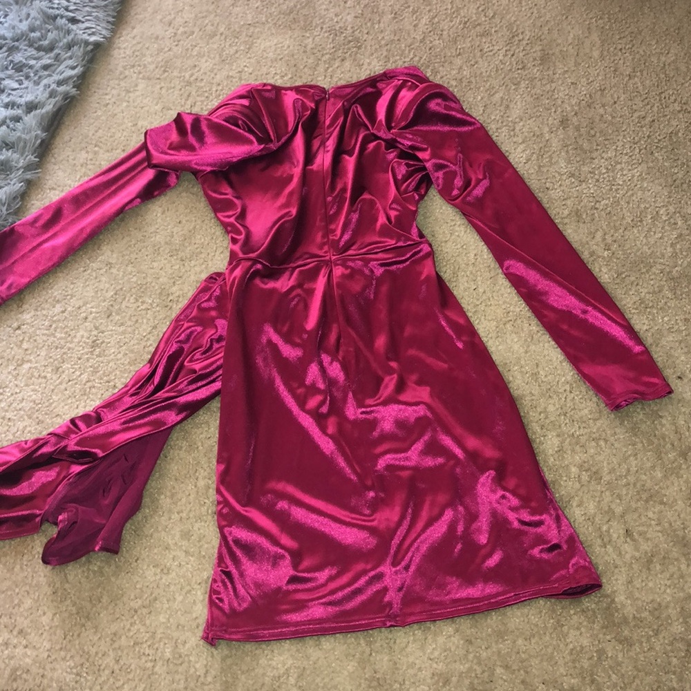 Satin Fuschia Party Dress - Picture 5 of 7